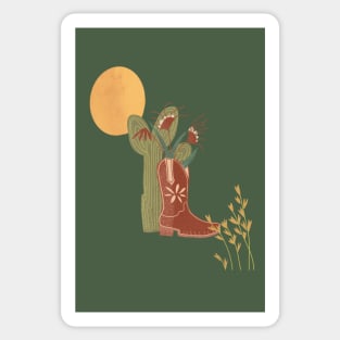 Prairie Cactus Flowers with Southwest Cowboy Boot Sticker